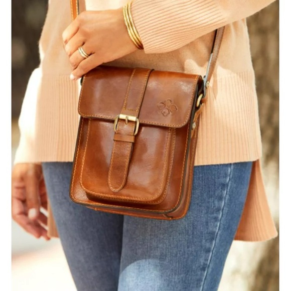 NWT Patricia Nash CASCINA Distressed Leather Crossbody Bag~ COGNAC MSRP $169 - Picture 5 of 6